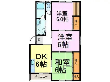 メゾン新美(3DK/4階)の間取り写真