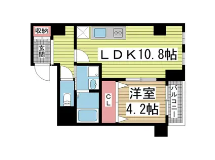 WELL BEAR新神戸(1LDK/3階)の間取り写真