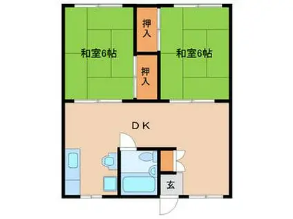 三浦マンション(2DK/3階)の間取り写真