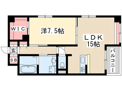 カッシア江坂(1LDK/2階)の間取り写真