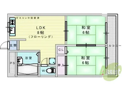 メゾン江坂(2DK/5階)の間取り写真