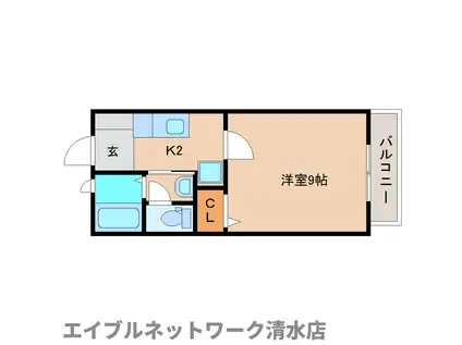 エスペランサC(1K/2階)の間取り写真