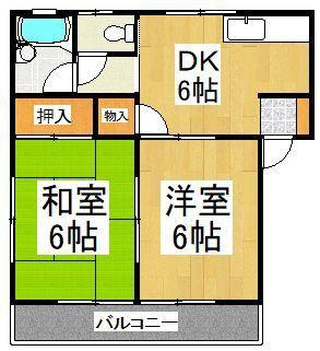 三上ハイツII(2DK/2階)の間取り写真