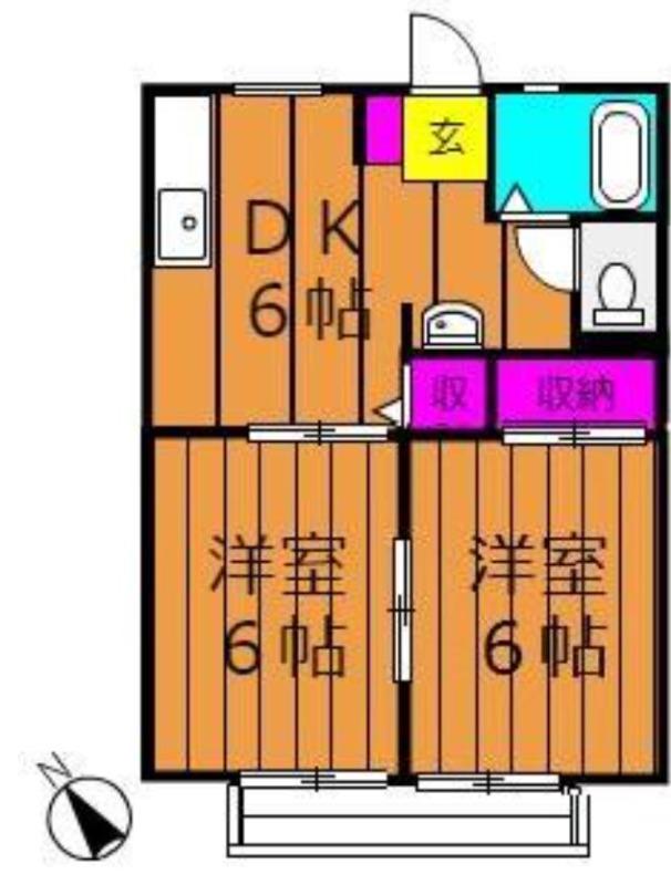 サンライフひろみねA棟(2DK/1階)の間取り写真
