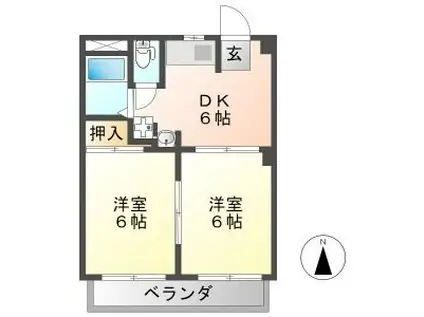 LIBERTY KUNIE I(2DK/1階)の間取り写真