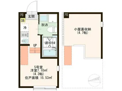 フルーリ六町(ワンルーム/2階)の間取り写真