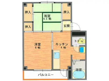 ビレッジハウス郭内2号棟(2K/3階)の間取り写真