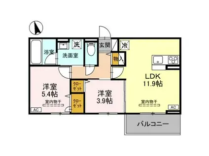ロータスシャトー(2LDK/2階)の間取り写真