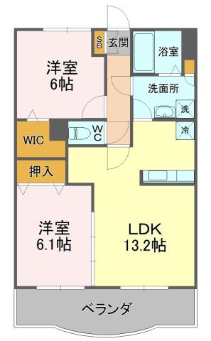 エスペランス大岩本町(2LDK/2階)の間取り写真