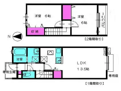 ウィステリア新松戸 A棟(2LDK/1階)の間取り写真
