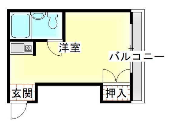 竹下ビル(ワンルーム/2階)の間取り写真
