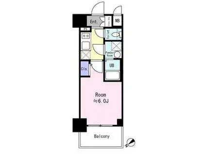 エスリード ザ・グラン大阪ノース(1K/2階)の間取り写真