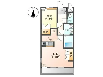 スイートアリッサム(1LDK/2階)の間取り写真