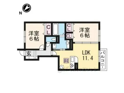 シエロⅡ(2LDK/1階)の間取り写真