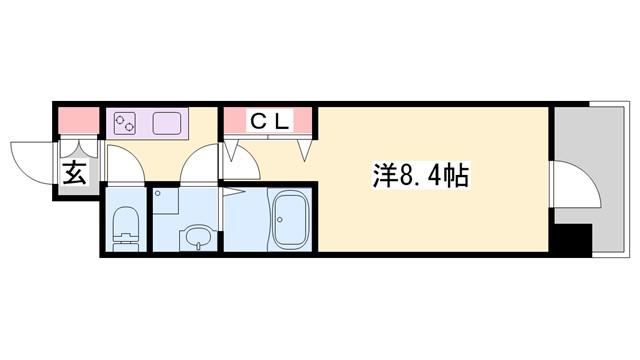 アルティザ姫路(1K/12階)の間取り写真