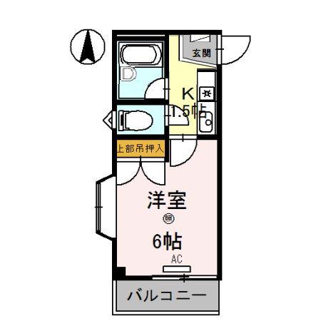 スカイビュー(1K/2階)の間取り写真