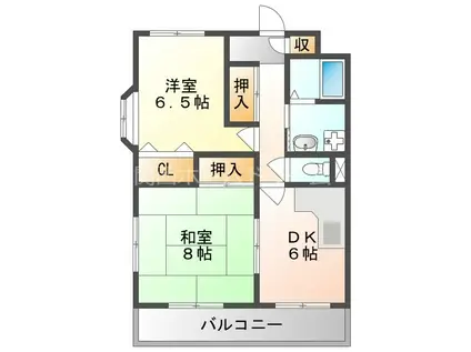 文夫ハイツII(2DK/2階)の間取り写真