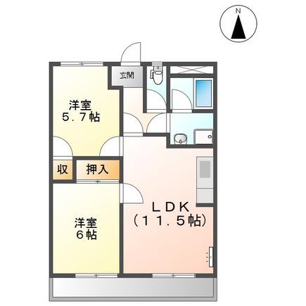 グリーンハイツ横川(2LDK/1階)の間取り写真