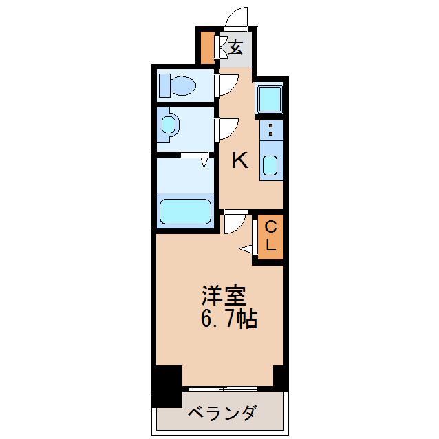 プレサンス葵デュリス(1K/6階)の間取り写真