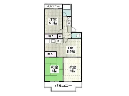 鎌倉グリーンヒルズ(3DK/3階)の間取り写真