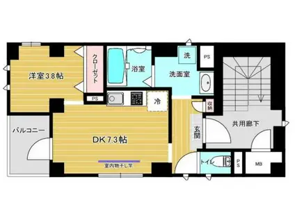 MAISON K(1DK/2階)の間取り写真