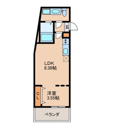 QUADOR西新城西(1LDK/3階)の間取り写真