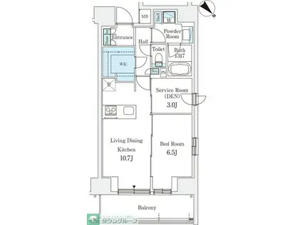リテラス西日暮里(1LDK/6階)の間取り写真