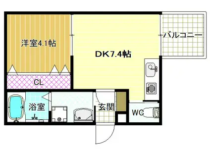 GENKIハウス(1DK/3階)の間取り写真