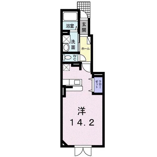 レジデンスひまわり(ワンルーム/1階)の間取り写真