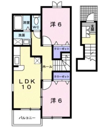 シュープリーム A棟(2LDK/2階)の間取り写真