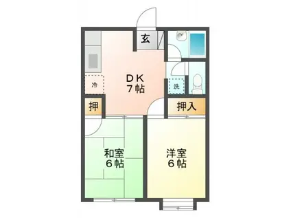 エルディム・タカヨシI(2DK/1階)の間取り写真