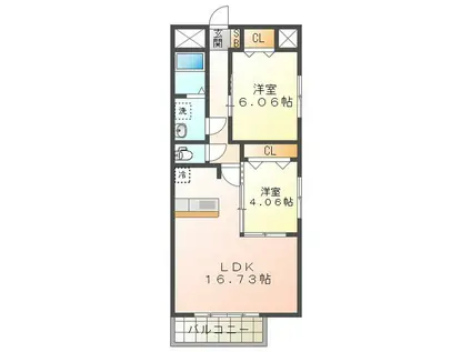 S-FORT四日市 ARCAM(2LDK/4階)の間取り写真