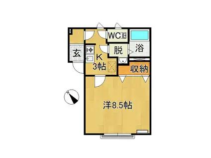 フレンドパーク2(1K/1階)の間取り写真