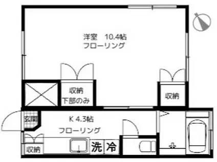 山岸ビル(1K/4階)の間取り写真