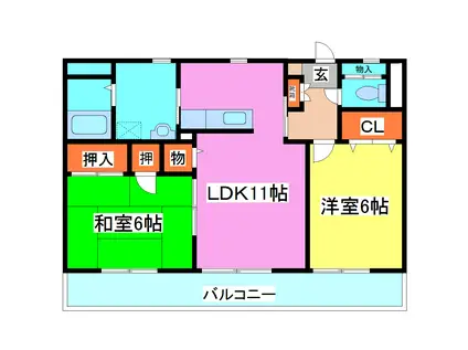 コンフォーレ南高江(2LDK/3階)の間取り写真