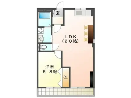 グリーンハイムハダノ(1LDK/1階)の間取り写真