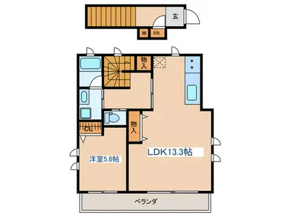 パークサイドプルメリ(1LDK/2階)の間取り写真