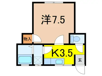 ハイクイーン(1K/2階)の間取り写真