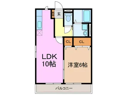 向山ステージ(1LDK/1階)の間取り写真