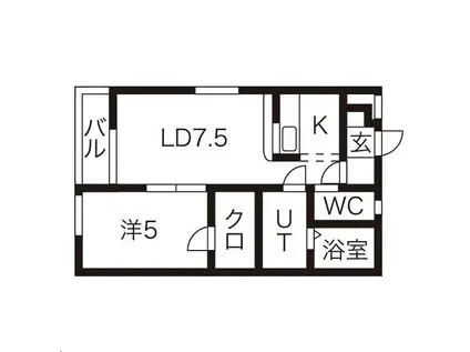 ゆとぴあ C棟(1LDK/2階)の間取り写真