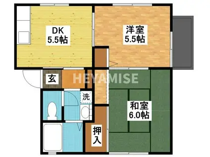 シャーメゾン谷向(2DK/1階)の間取り写真