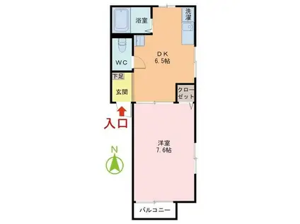 エスポワールIII(1DK/1階)の間取り写真