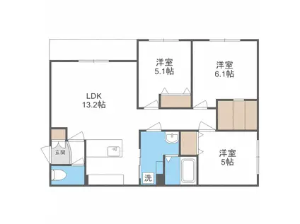 カレラ山の手(3LDK/5階)の間取り写真