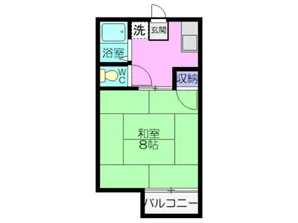 エレガンスハイツ金子(1K/2階)の間取り写真