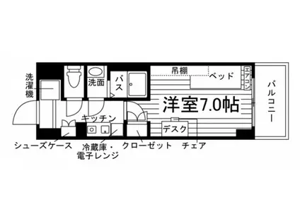 学生会館 エンブルエール浜松城北(1K/7階)の間取り写真