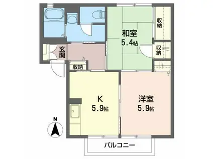 グランドゥールI(2K/2階)の間取り写真