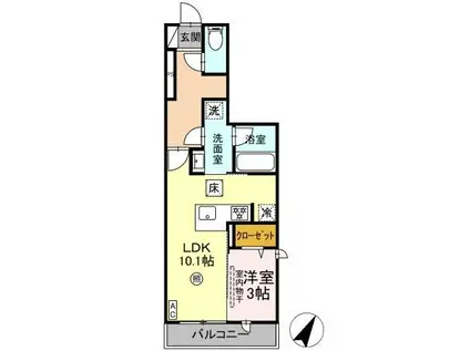 ソラリス(1LDK/1階)の間取り写真