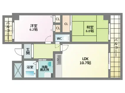 エタプハコネ(2LDK/6階)の間取り写真