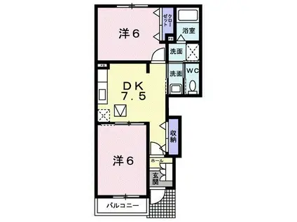 スマイル ティフォン B(2DK/1階)の間取り写真