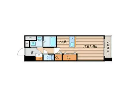 アークデュオ仙台苦竹(1K/2階)の間取り写真